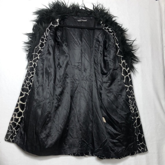 Rare Vintage Betsey Johnson Mongolian Faux Fur Animal Print 90s Y2k Trench Coat - Picture 12 of 16